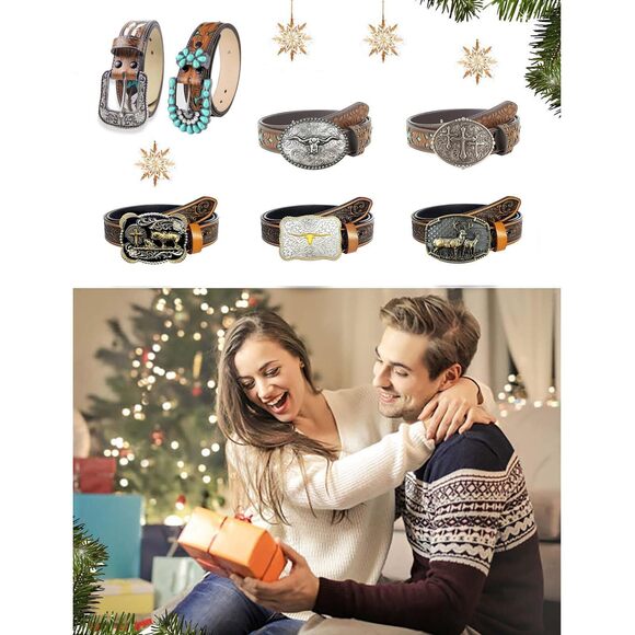 3117 Womens Western Belt With Turquoise Buckle Bling Cowgirl Belt For Jeans - Picture 6 of 7